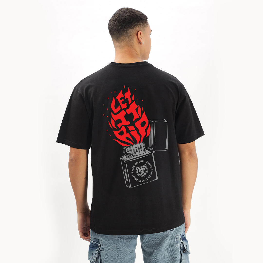 Let It Rip Oversized T-Shirt (Left Pocket & Back) Black Edition - Fully Filmy