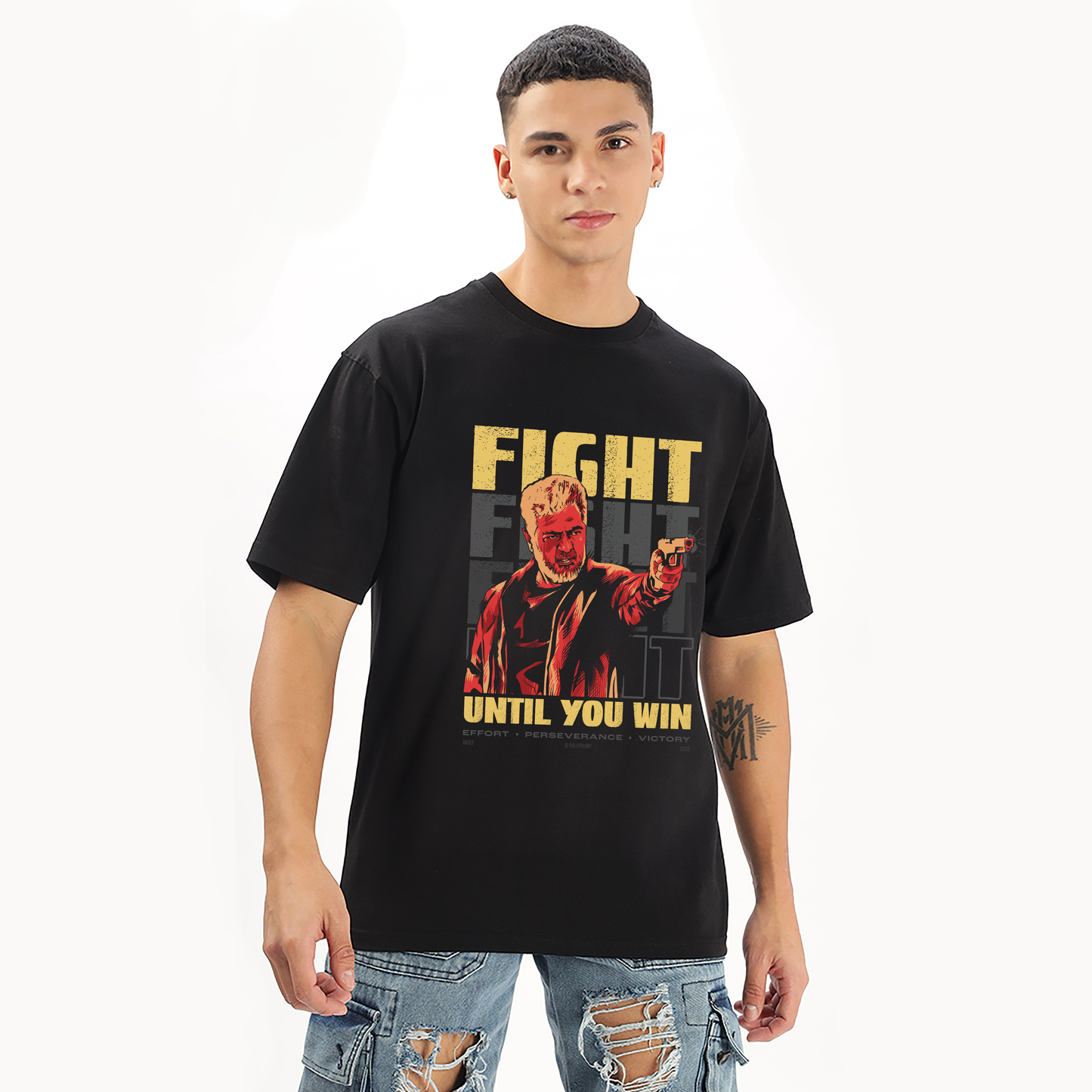 Fight Until You Win Oversized T-Shirt - Fully Filmy