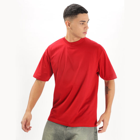 Red Solid | Oversized T-Shirt - Fully Filmy