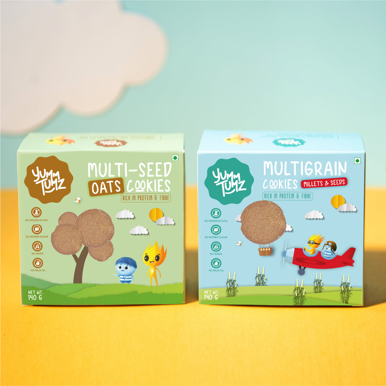 Multigrain Millets and Seeds & Multi-Seed Oats Cookies | Pack of 2 - Yumm Tumz
