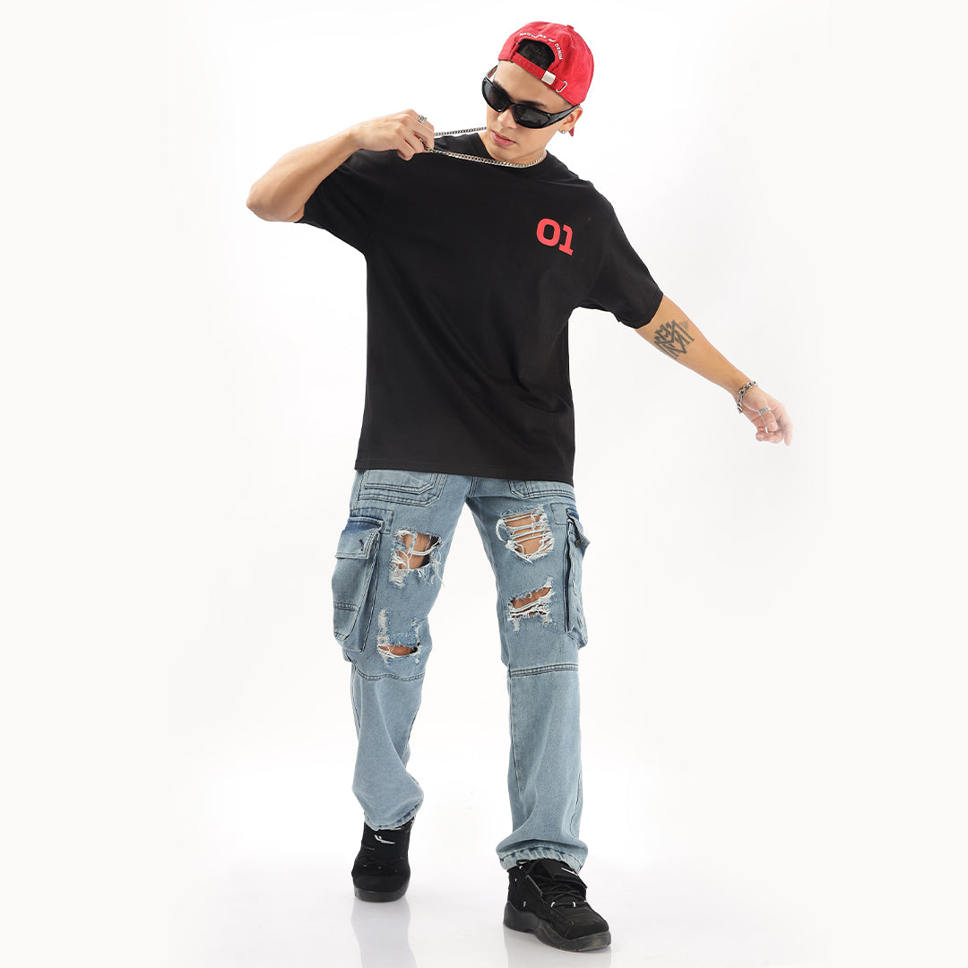 Number 01 | Grand Prix Oversized T-Shirt (Left Pocket & Back) - Fully Filmy