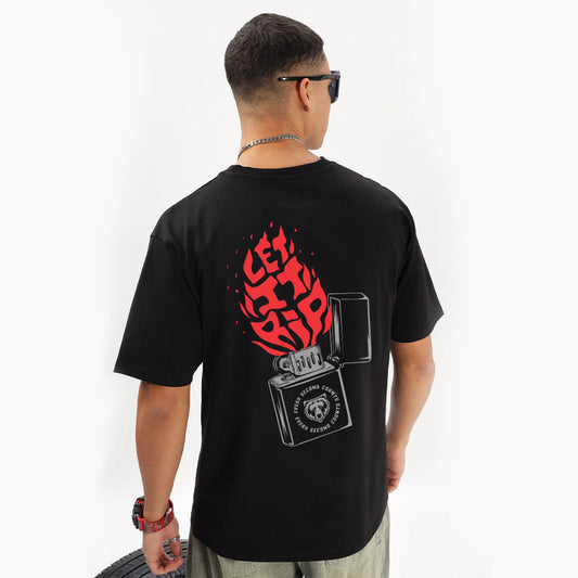 Let It Rip Oversized T-Shirt (Left Pocket & Back) Black Edition - Fully Filmy