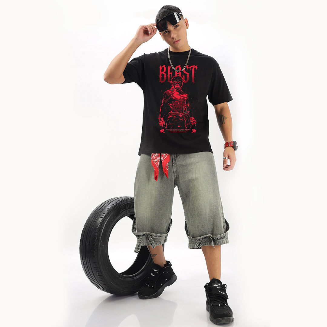 The Beast Behind The Mask Oversized T-Shirt - Fully Filmy