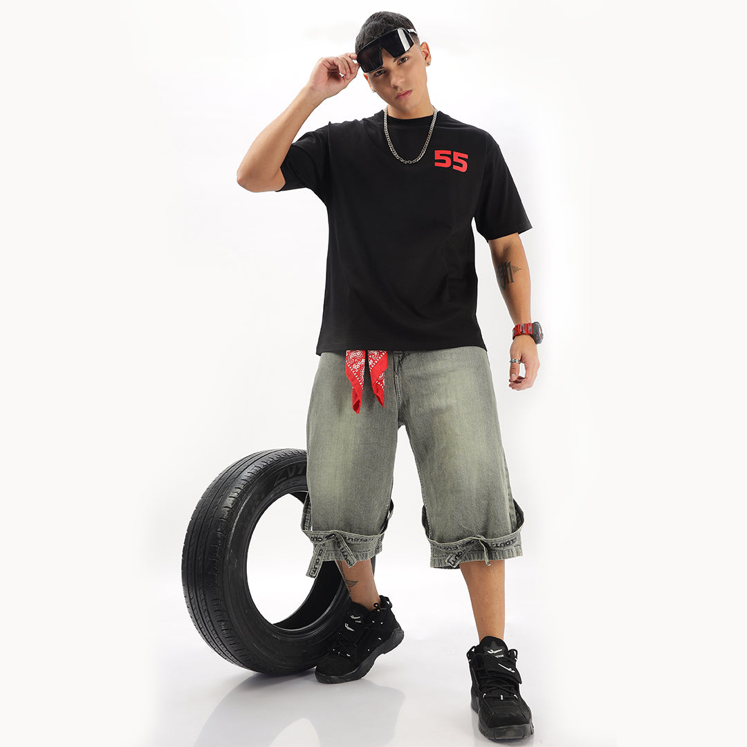 Number 55 | Grand Prix Oversized T-Shirt (Left Pocket & Back) - Fully Filmy
