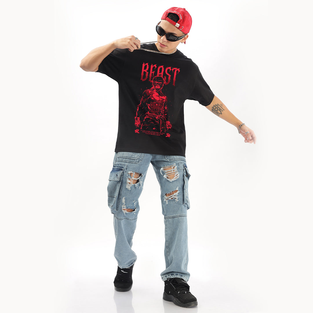 The Beast Behind The Mask Oversized T-Shirt - Fully Filmy