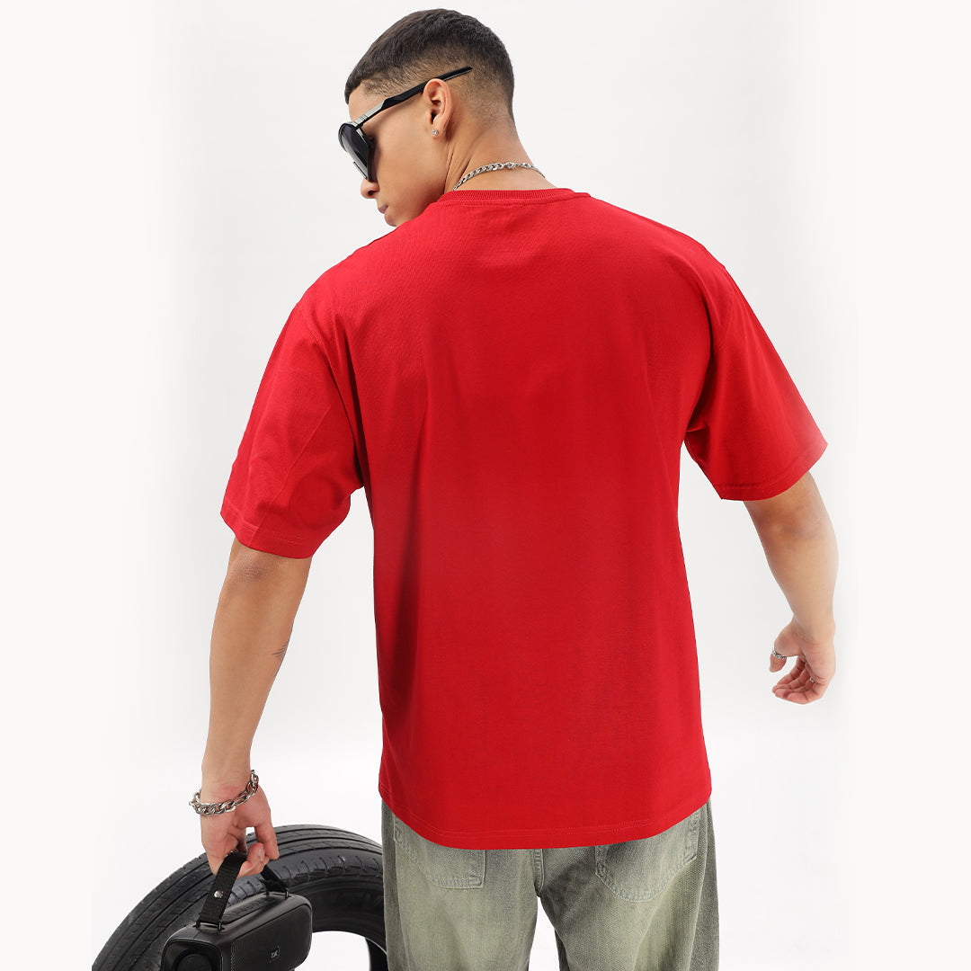 Red Solid | Oversized T-Shirt - Fully Filmy