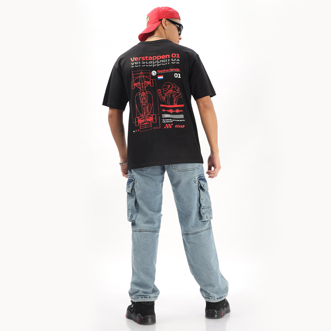 Number 01 | Grand Prix Oversized T-Shirt (Left Pocket & Back) - Fully Filmy