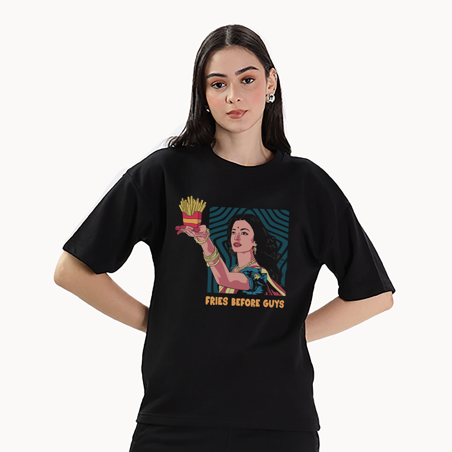 Fries Before Guys | Oversized T-Shirt - Fully Filmy