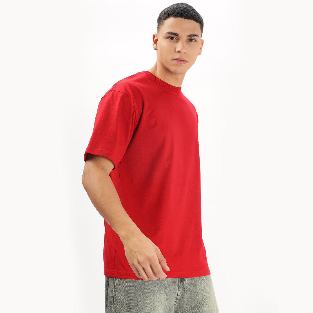 Red Solid | Oversized T-Shirt - Fully Filmy
