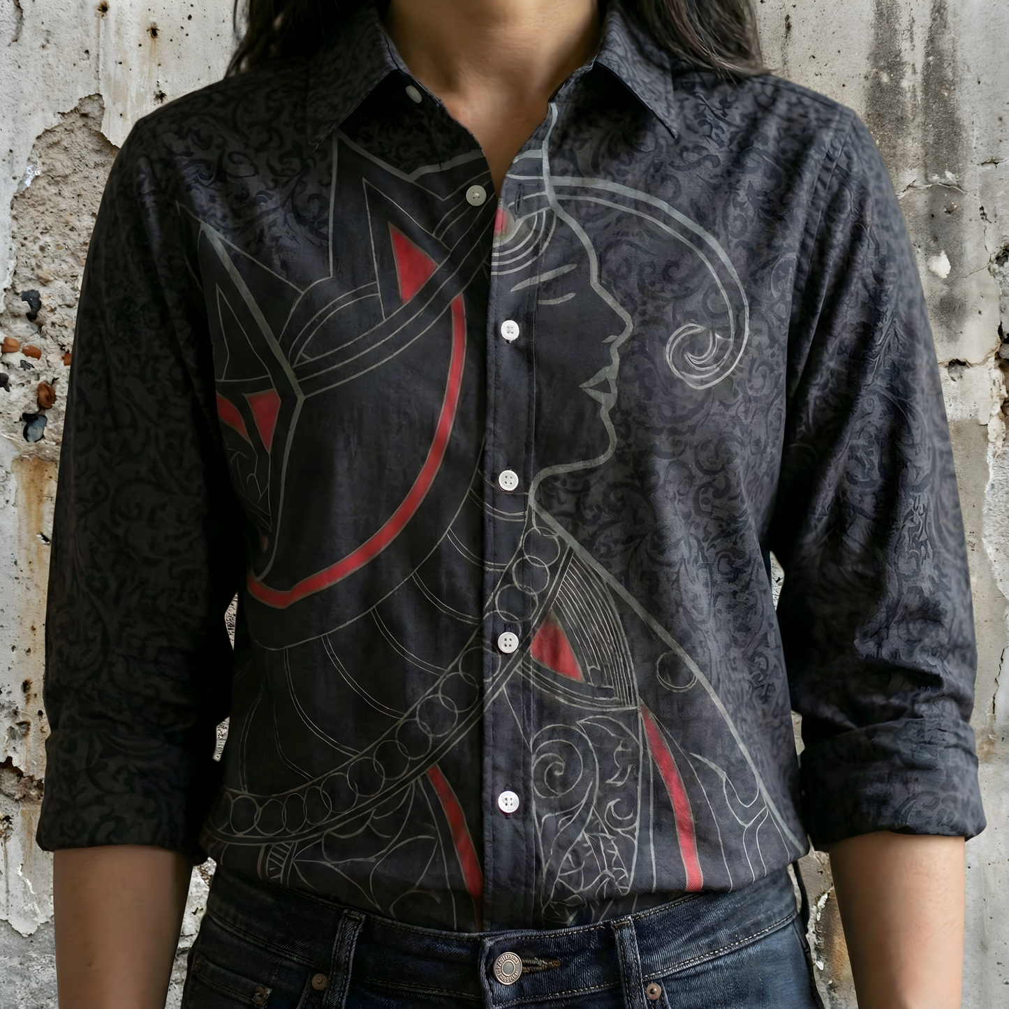 Queen of Hearts Women's Linen Shirt - Fully Filmy