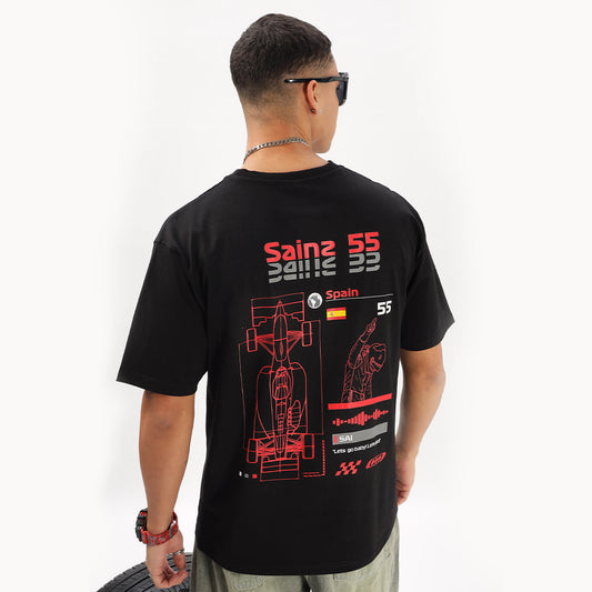 Number 55 | Grand Prix Oversized T-Shirt (Left Pocket & Back) - Fully Filmy