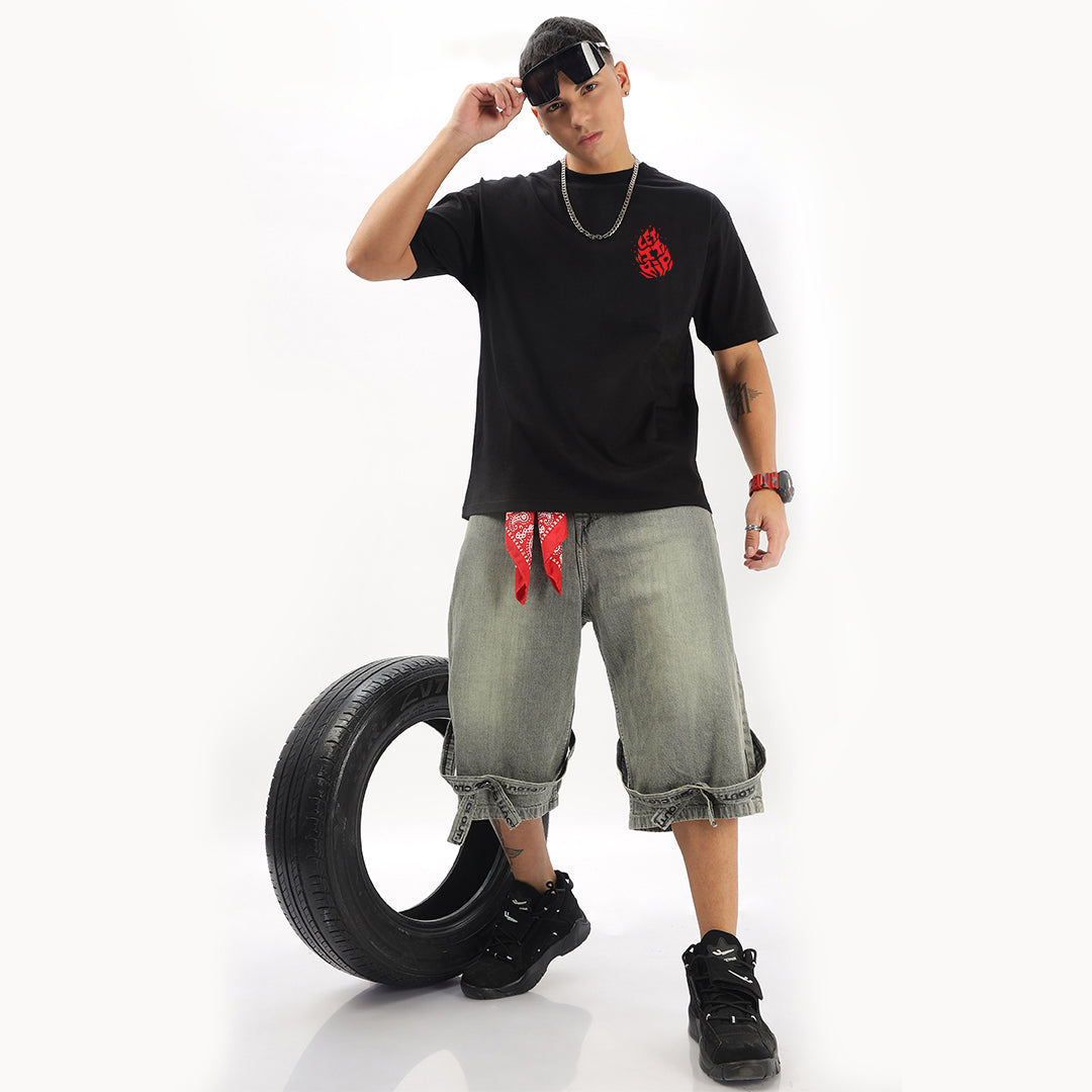 Let It Rip Oversized T-Shirt (Left Pocket & Back) Black Edition - Fully Filmy