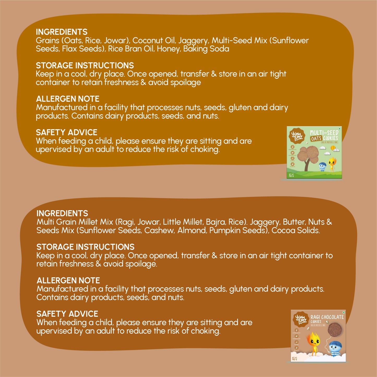 Ragi Choco & Multi-Seed Oats Cookies | Pack of 2 - Yumm Tumz