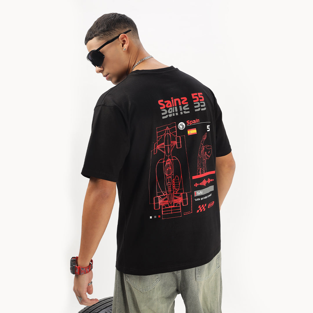 Number 55 | Grand Prix Oversized T-Shirt (Left Pocket & Back) - Fully Filmy