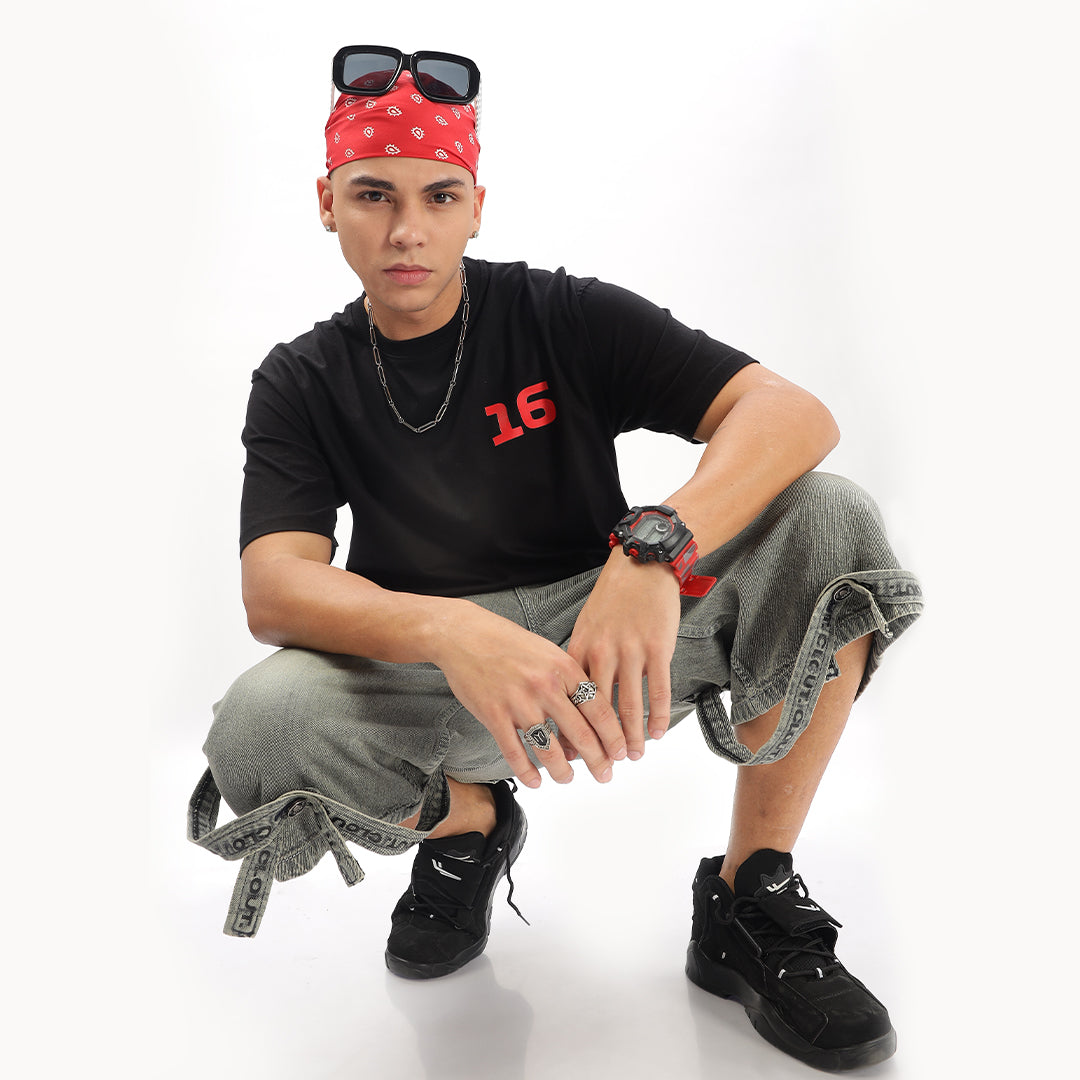 Number 16 | Grand Prix Oversized T-Shirt (Left Pocket & Back) - Fully Filmy