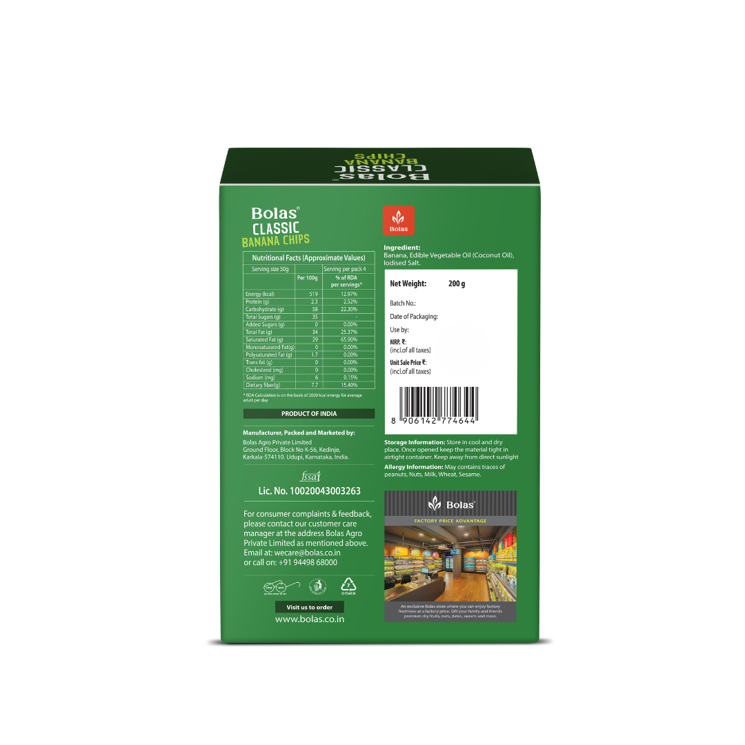 Classic Banana Chips 200g - Bolas