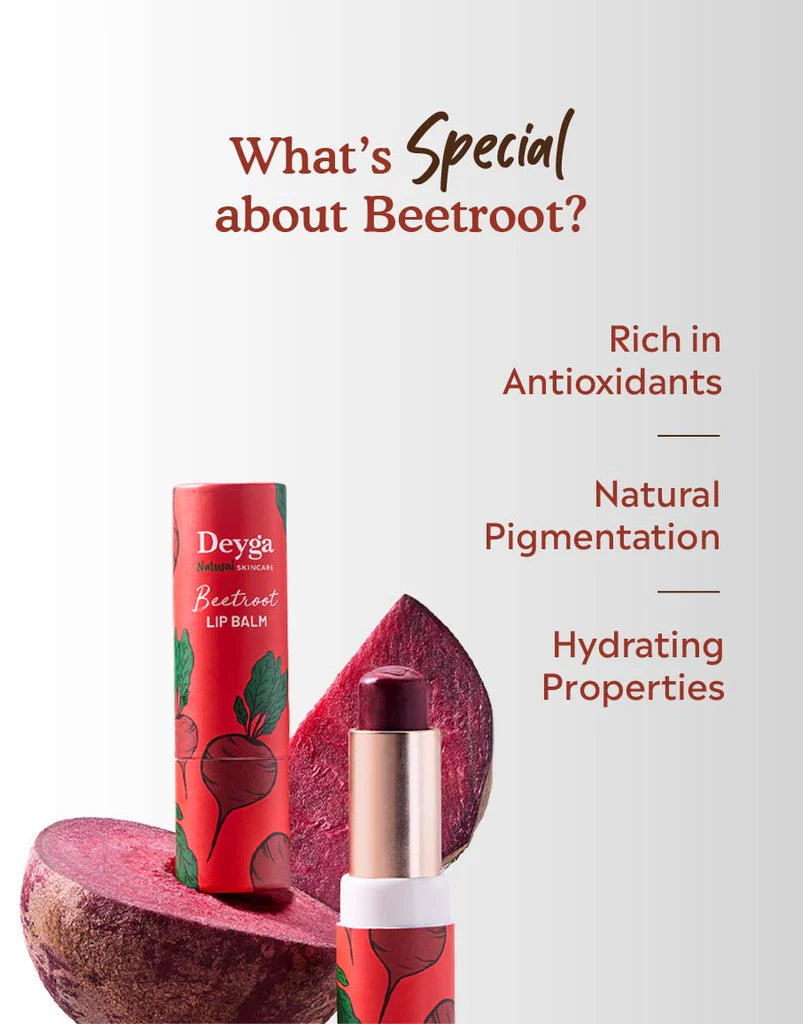 Beetroot Lip Balm | Lip Care | For Dry & Chapped Lips | For Pigmented Lips | For Women & Men, 1 Count, Red - Deyga Natural Skincare