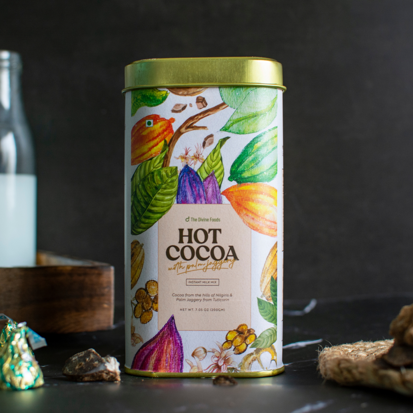 Hot Cocoa (Drinking Chocolate) Instant Mix Made with Palm Jaggery 200g - The Divine Foods