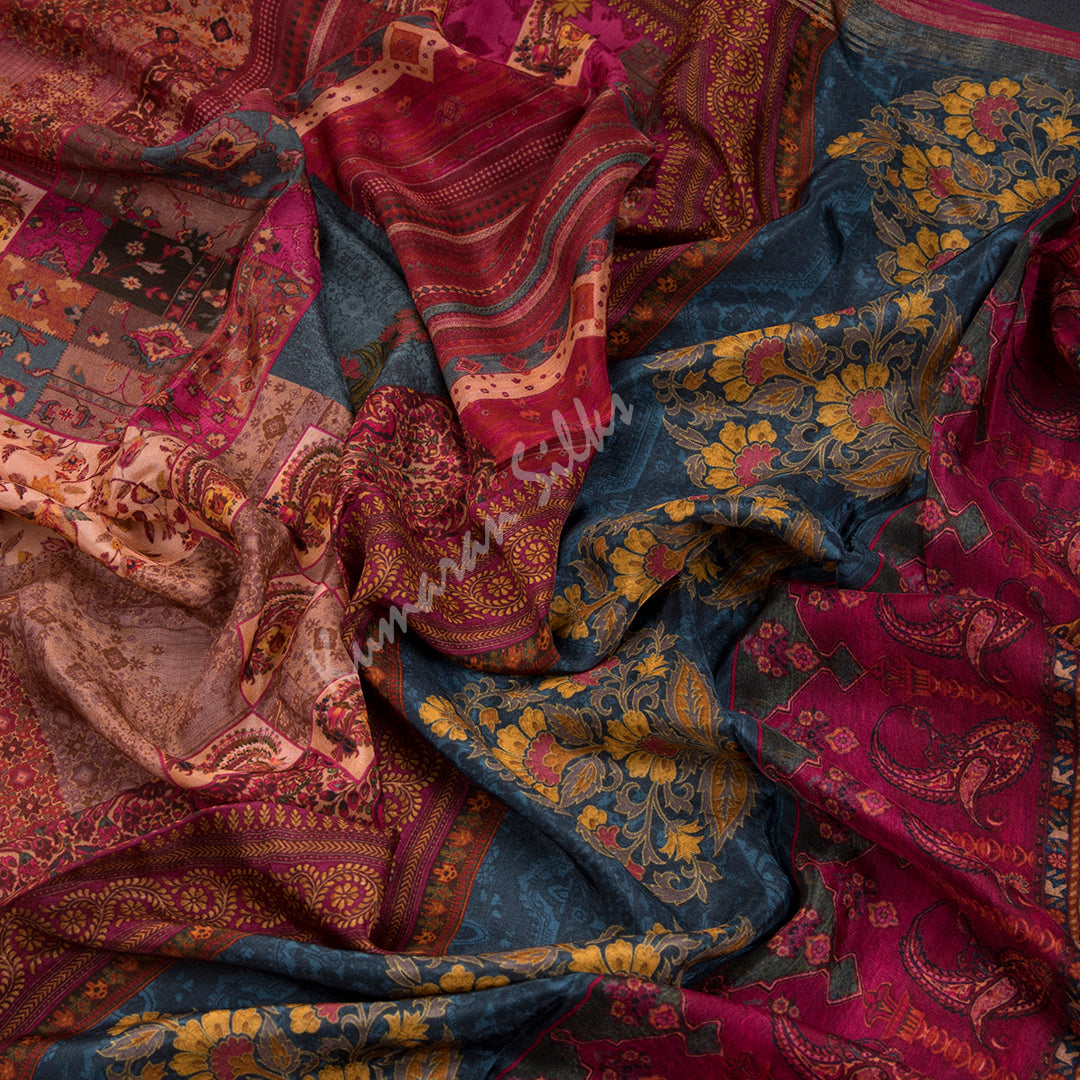Modal Silk Light Peach Floral Printed Saree - Shriyara by Kumaran Silks