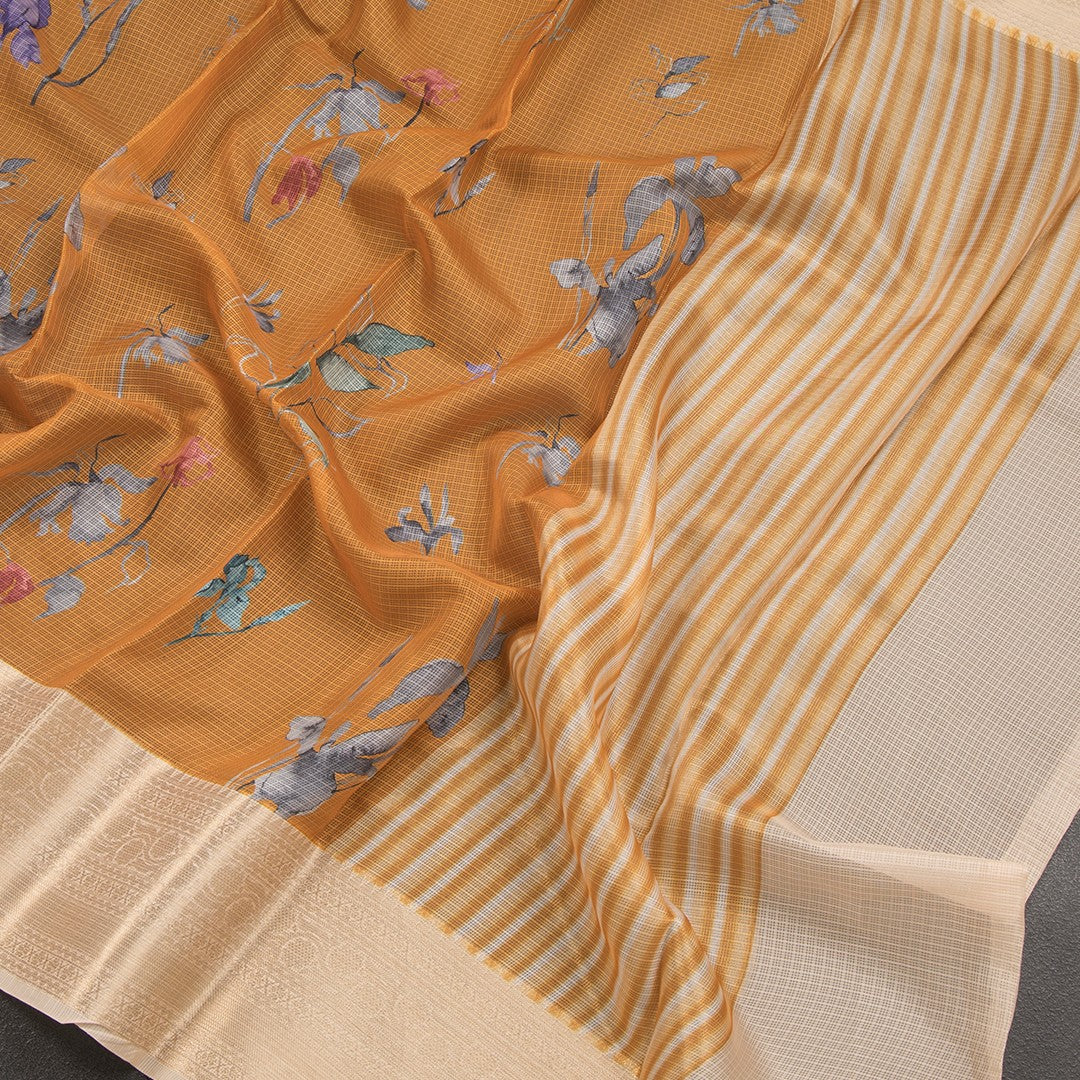 Kota Mango Yellow Printed Saree - Shriyara by Kumaran Silks