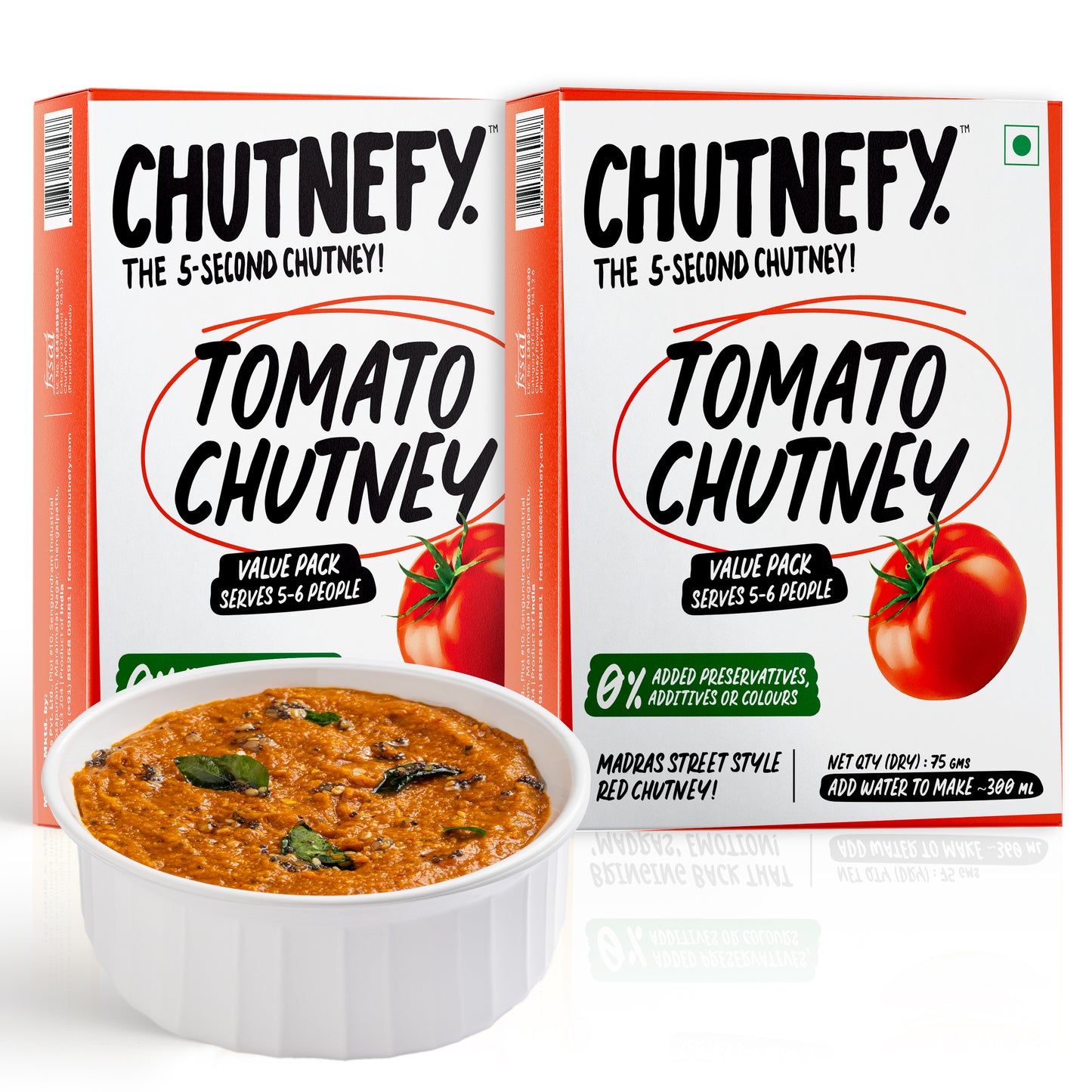 Tomato Chutney 75g (2Packs) - 5-Second Instant Chutney - Chutnefy