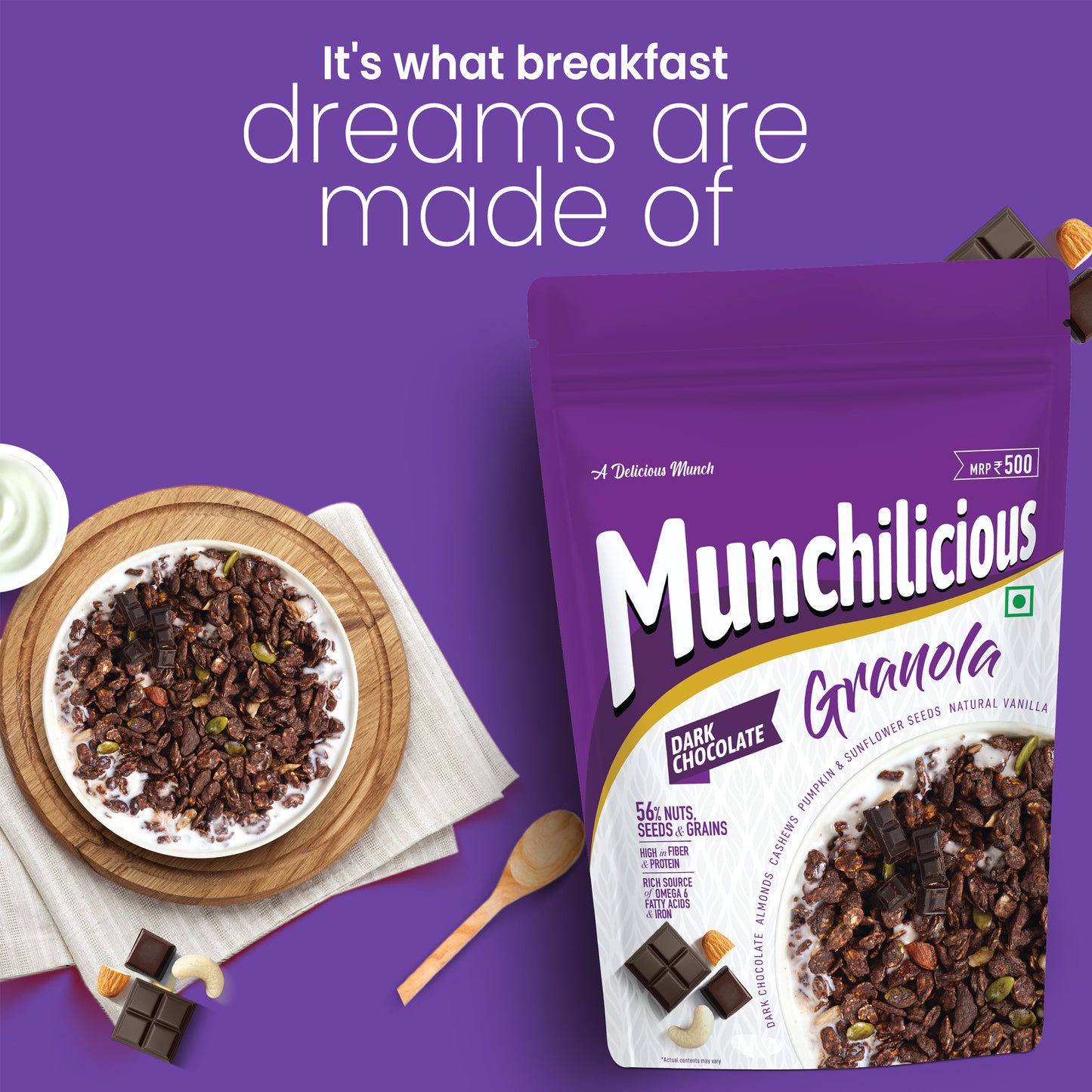 Dark Chocolate Granola - Munchilicious (350gms)