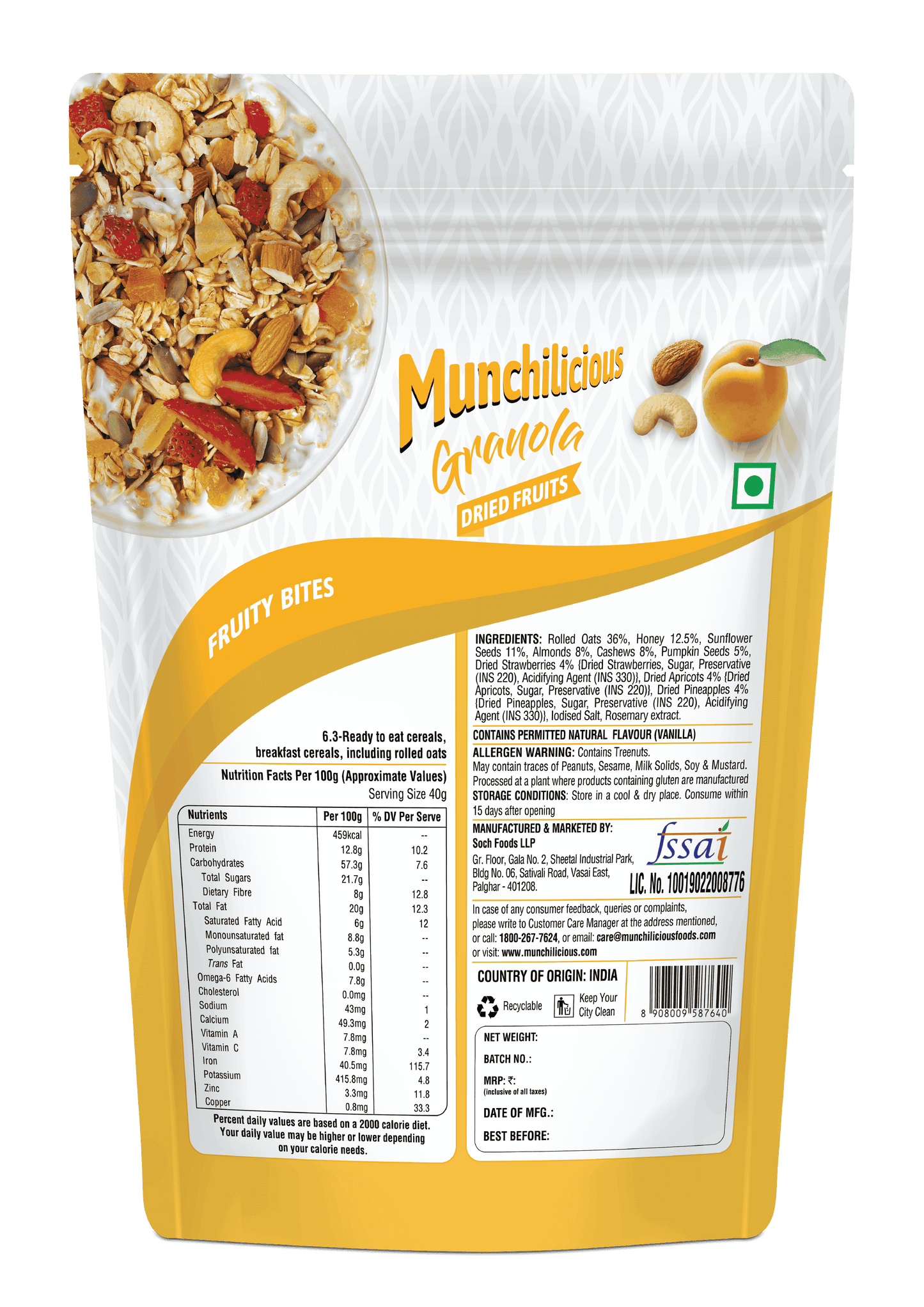 Dried Fruit Granola - Munchilicious (350gms)