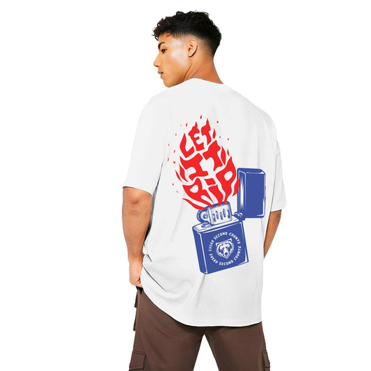 Let It Rip Oversized T-Shirt (Left Pocket & Back) White Edition - Fully Filmy