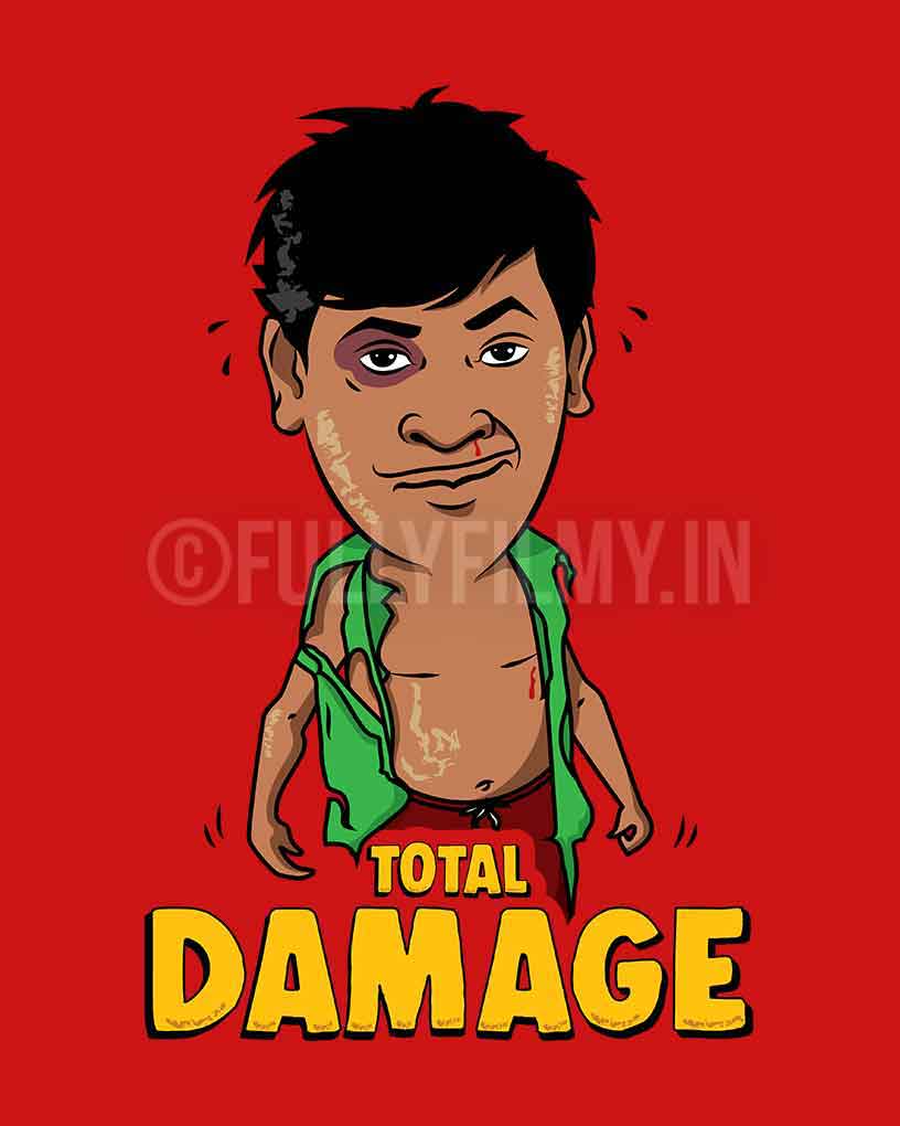 Total Damage - Vadivelu Tribute T-Shirt - Red - Fully Filmy
