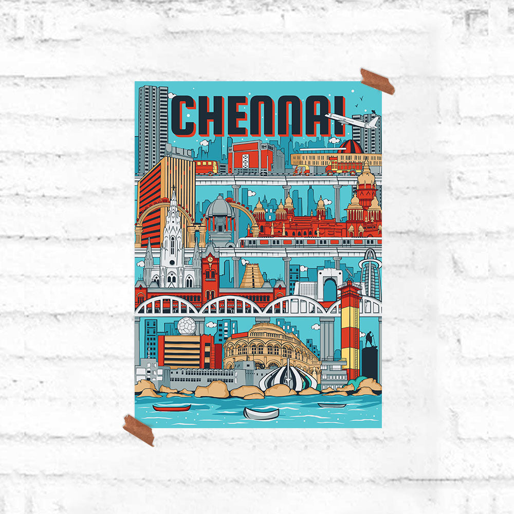 Namma Chennai Cityscape Poster - Fully Filmy