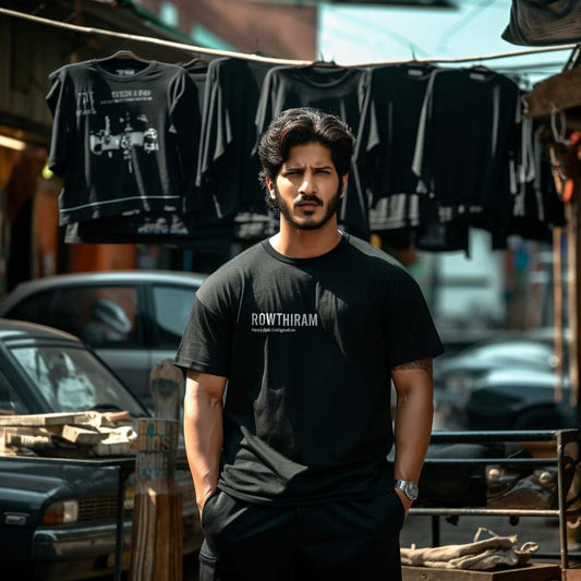 Rowthiram | Tamil Oversized T-Shirt (Black) (Right Pocket) - Fully Filmy