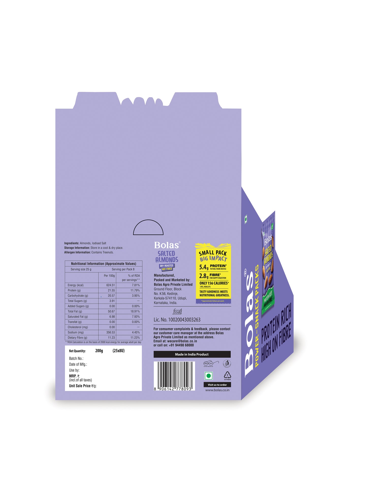 Salted Almonds 25g (Pack of 8) - Bolas