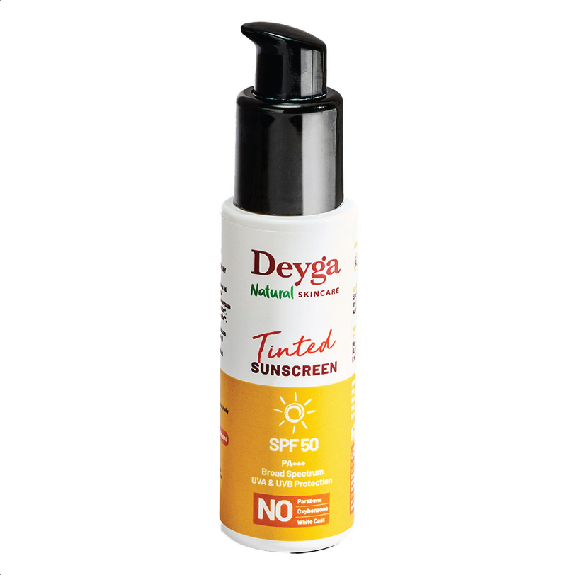 Tinted Sunscreen With SPF 50 | Pa +++ | Broad Spectrum | UVA And UVB Protection| Zero Whitecast - 50 ml - Deyga Natural Skincare