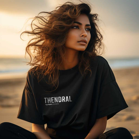 Thendral | Tamil Oversized T-Shirt (Black) (Right Pocket) - Fully Filmy
