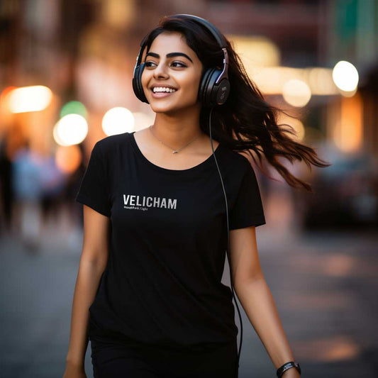 Velicham | Tamil Oversized T-Shirt (Black) (Right Pocket) - Fully Filmy