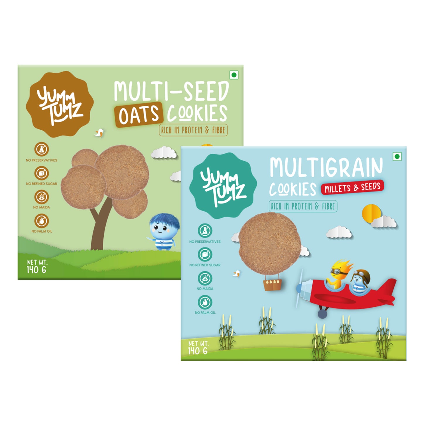 Multigrain Millets and Seeds & Multi-Seed Oats Cookies | Pack of 2 - Yumm Tumz