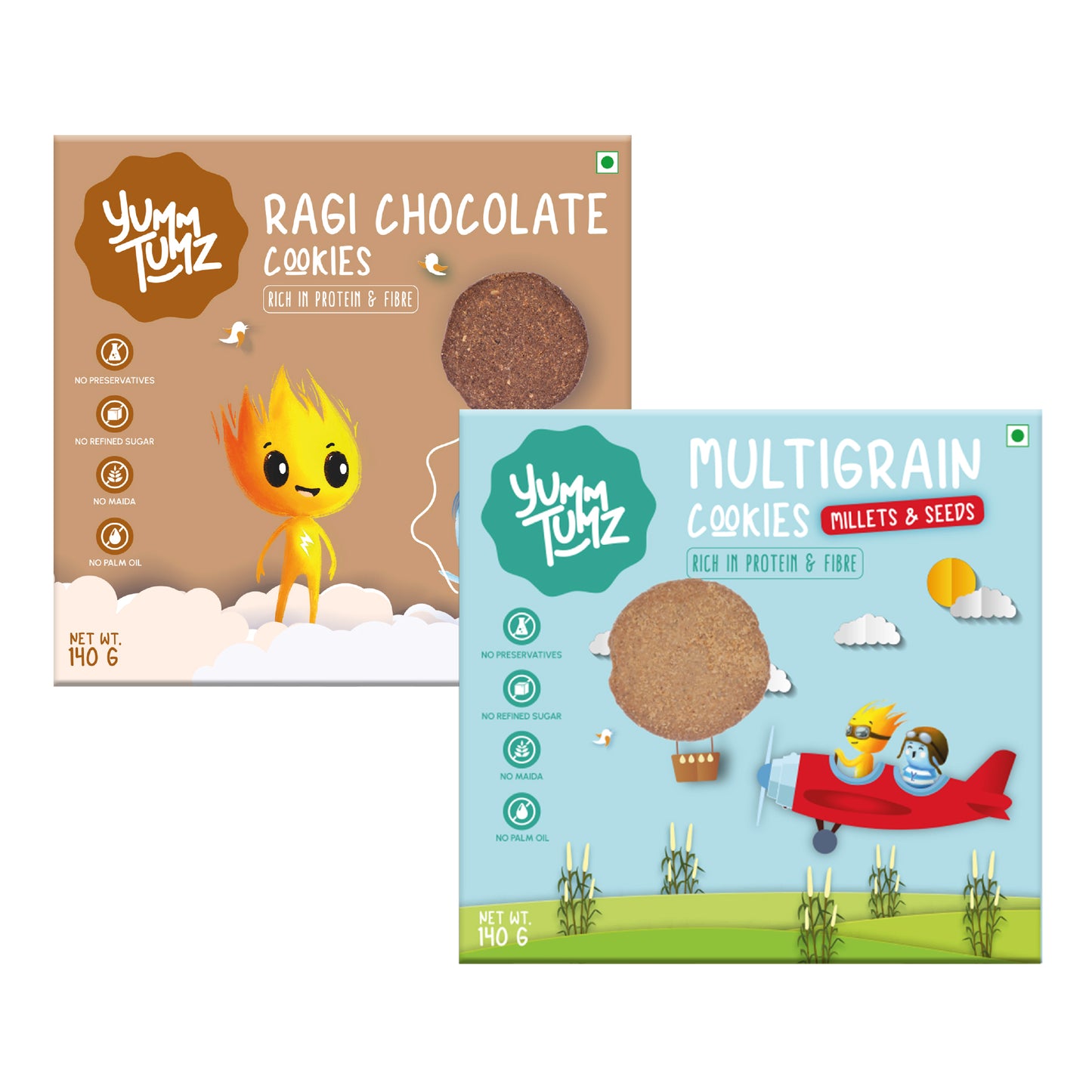 Ragi Choco & Multigrain Millets and Seeds Cookies | Pack of 2 - Yumm Tumz