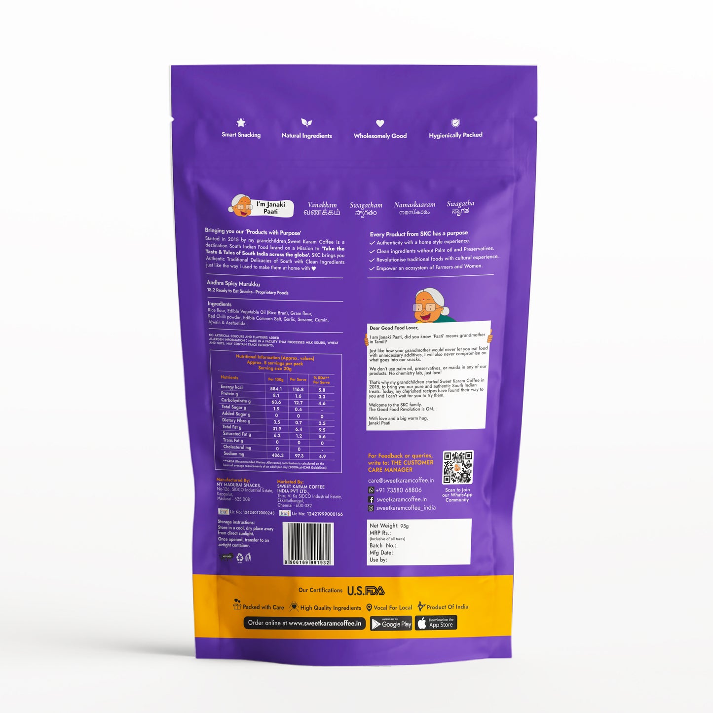 Andhra Spicy Murukku 95g - Sweet Karam Coffee