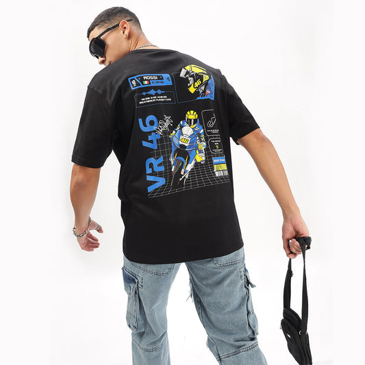 Number 46 | Moto Oversized T-Shirt (Left Pocket & Back) - Fully Filmy