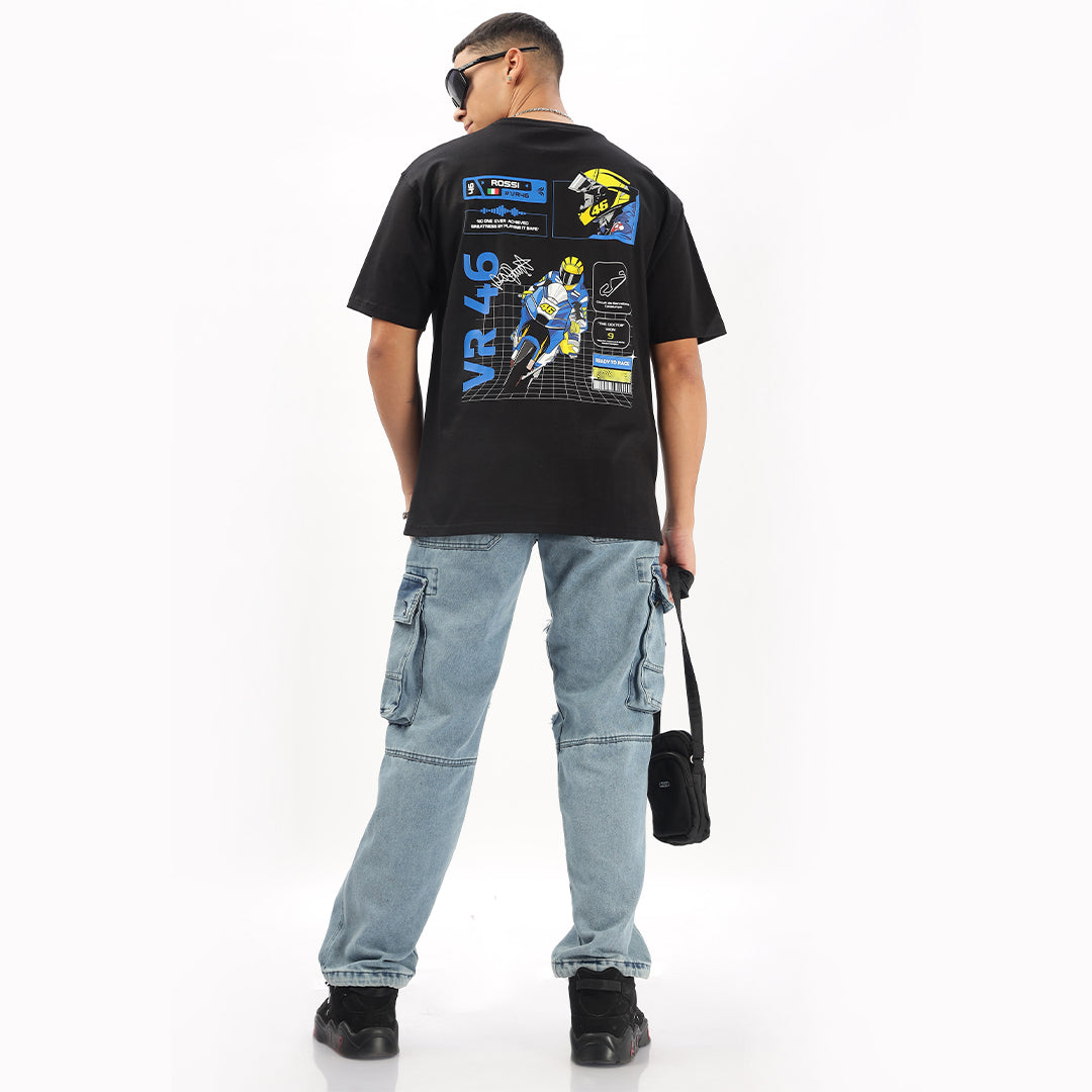 Number 46 | Moto Oversized T-Shirt (Left Pocket & Back) - Fully Filmy