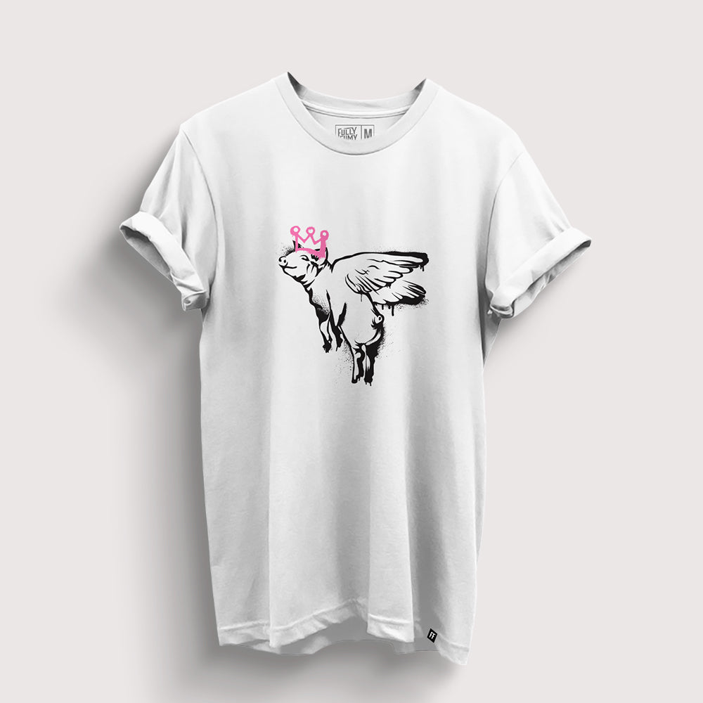 Flying Pig | White Edition T-Shirt - Fully Filmy - MadrascartFully Filmy