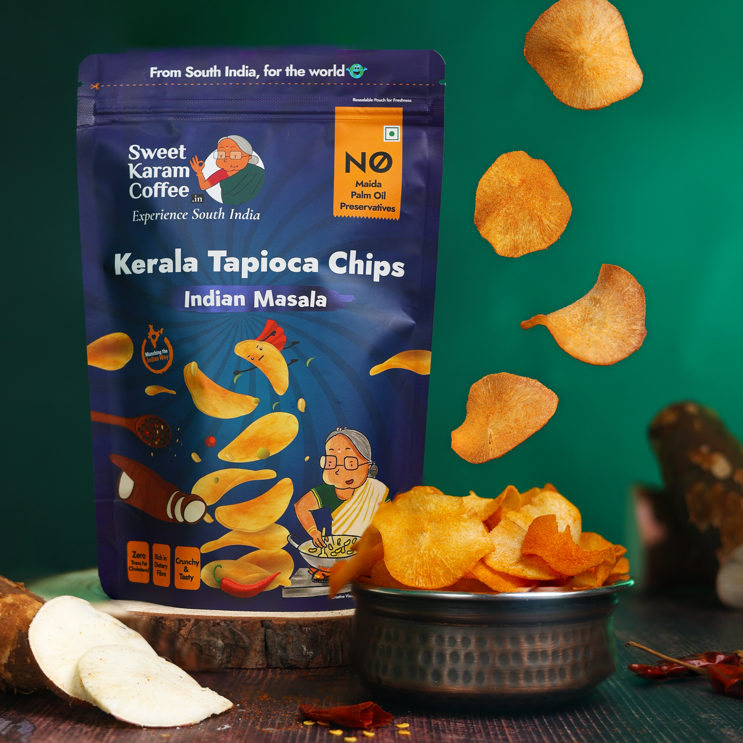 Kerala Tapioca Chips - Indian Masala 65g - Sweet Karam Coffee