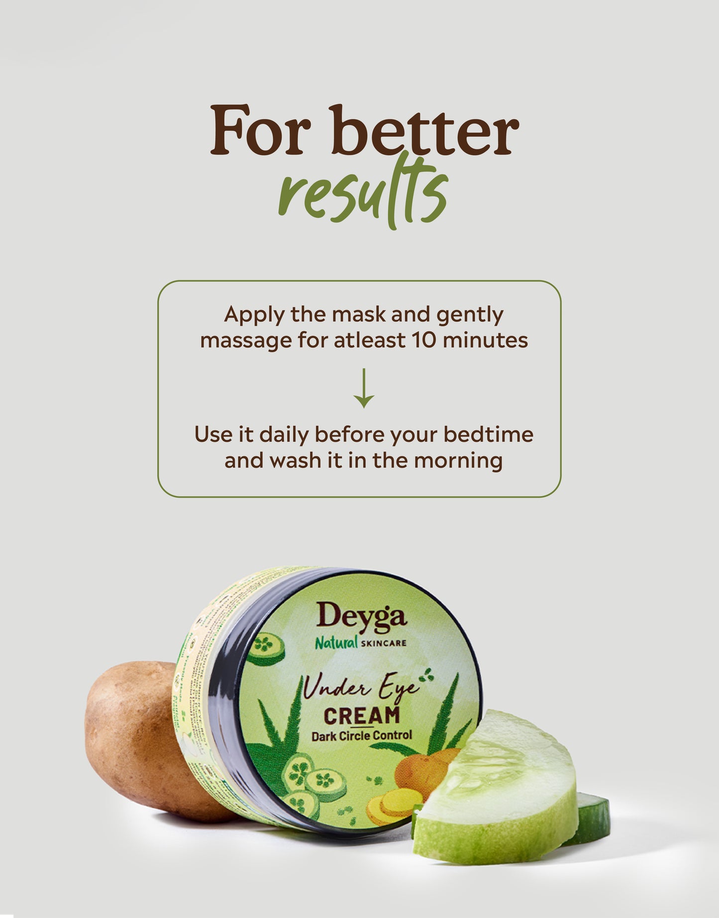 Under Eye Cream (15 Gm) | Lightens Dark Circles | Reduces Puffiness & Fine lines | Chemical-free | Suits Men and Women | Reduces Dark Circles, Wrinkles, and Fine Lines - Deyga Natural Skincare