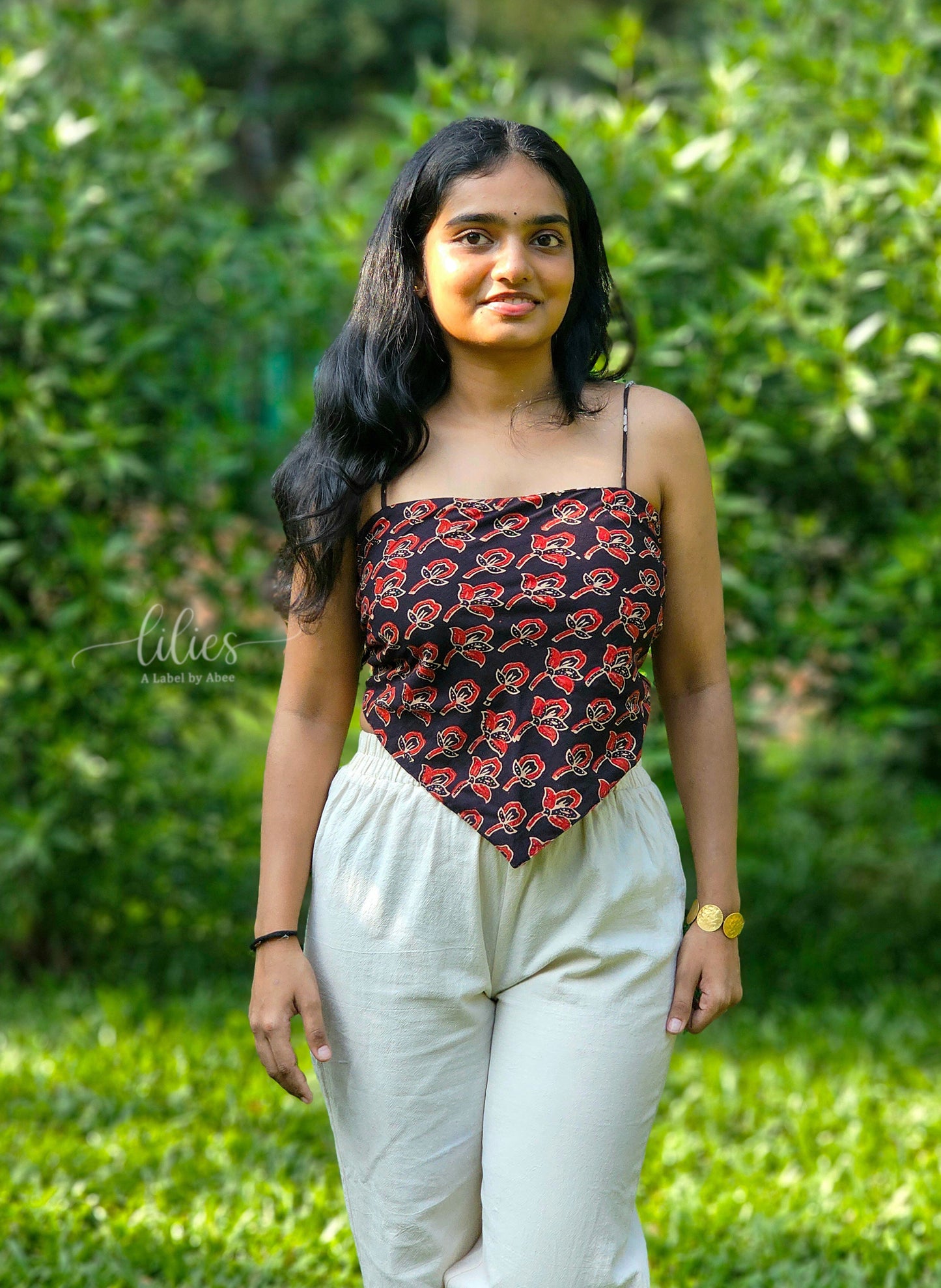 Petals After Dark Reversible Bandana Top - Lilies