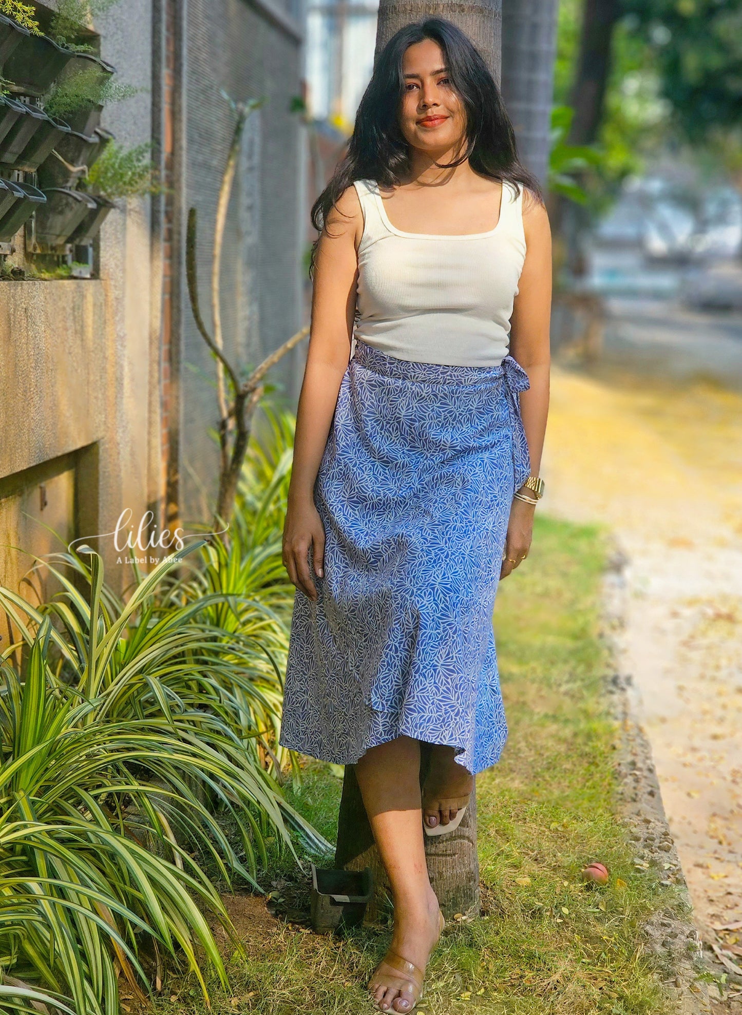 Lilac Drift Wrap Skirt - Lilies