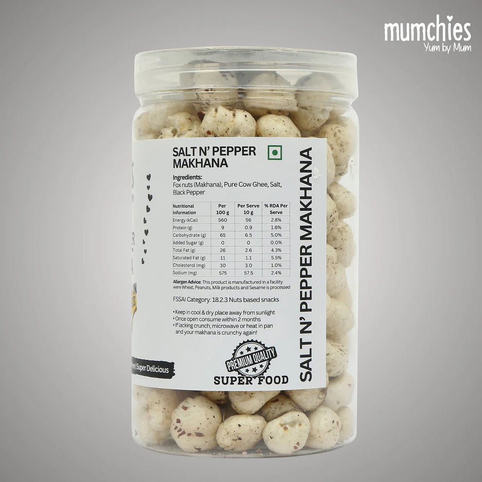 Salt n' Pepper Makhana (70gm) - Mumchies
