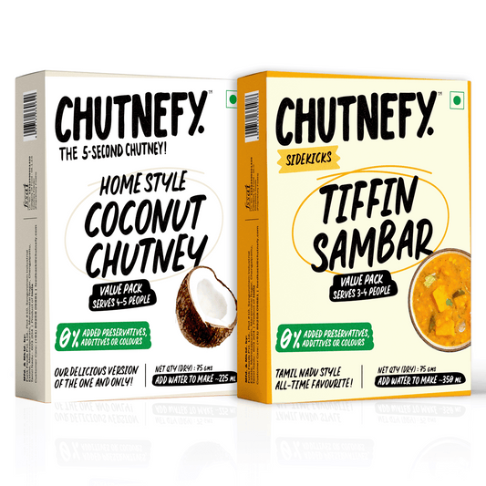 Coconut Chutney & Tiffin Sambar Combo 75g (2Packs) - Chutnefy