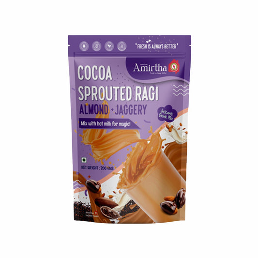 Cocoa Sprouted Ragi Almond drink mix - 200g - AMIRTHA HEALTH FOODS
