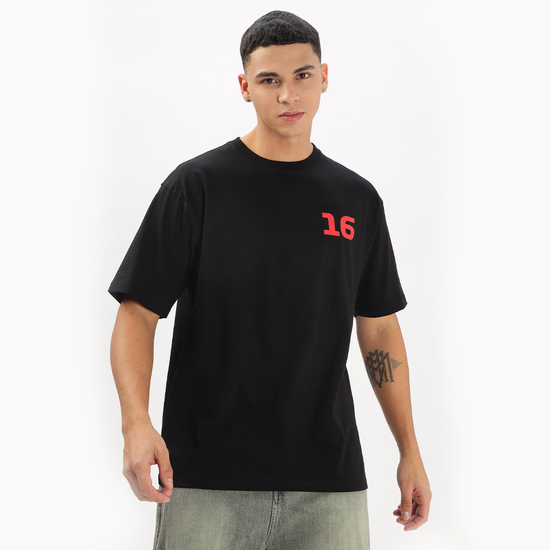 Number 16 | Grand Prix Oversized T-Shirt (Left Pocket & Back) - Fully Filmy