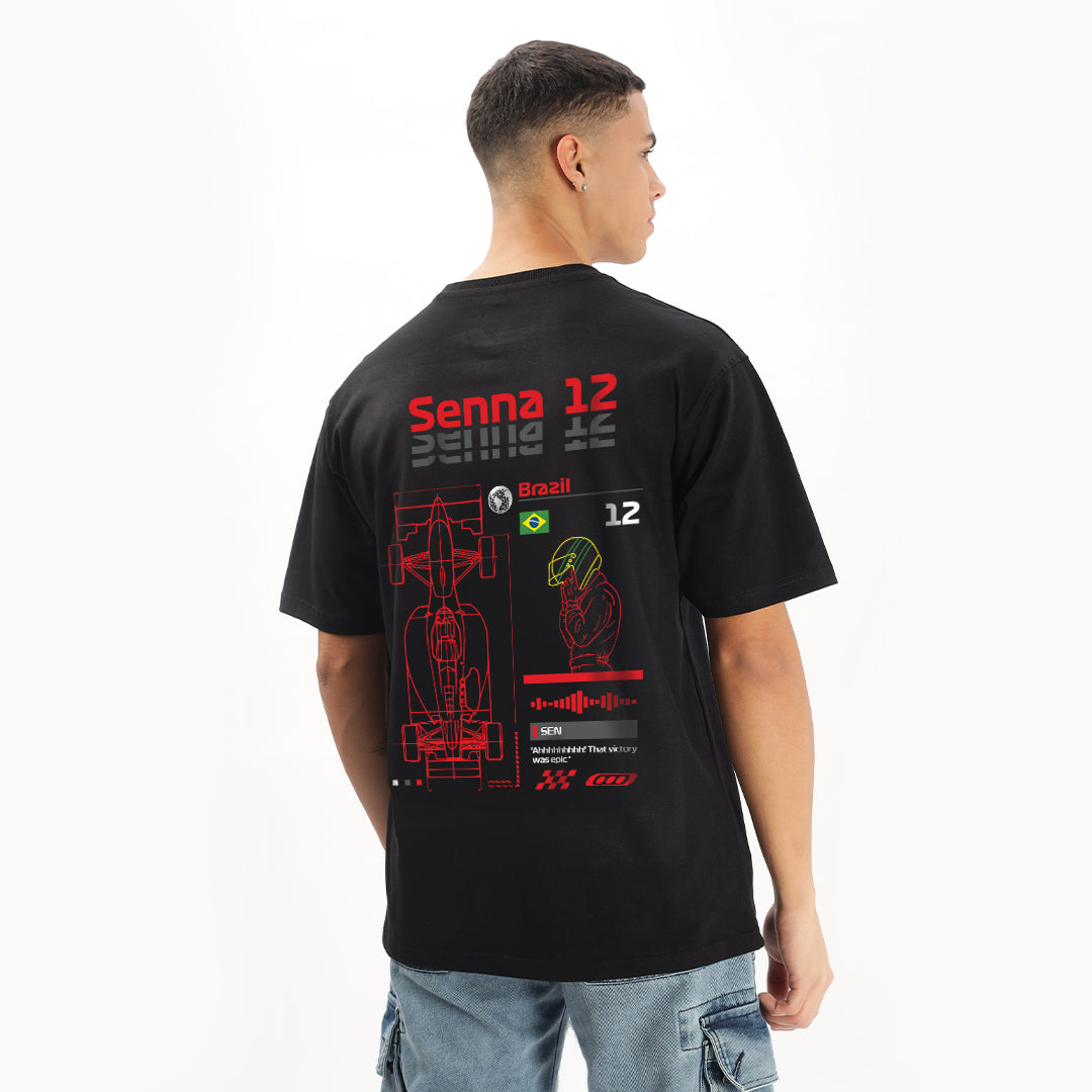 Number 12 | Grand Prix Oversized T-Shirt (Left Pocket & Back) - Fully Filmy